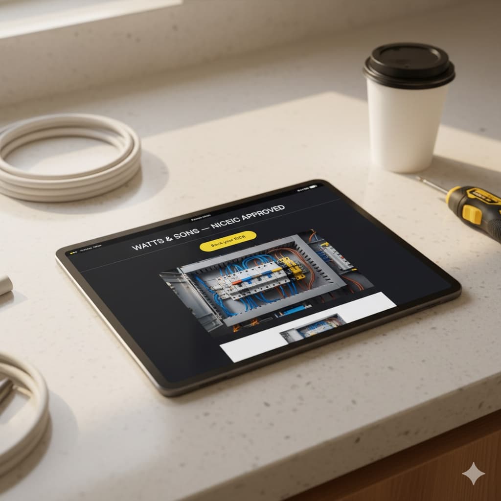 Premium website mockup for a electricians trade business